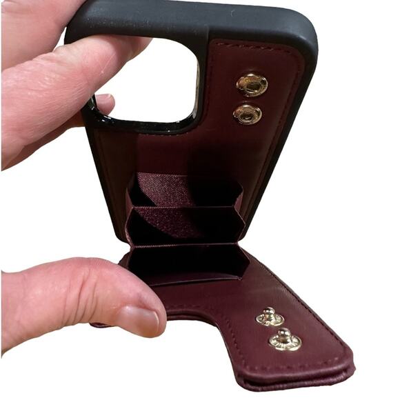 Libra Iphone 14 Pro Max Burgundy Wallet Phone Cover with Ring - Picture 4 of 7